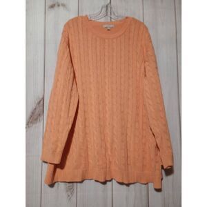 Woman Within Sweater Ladies 3x Coral Cable‎ Knit Crew Neck